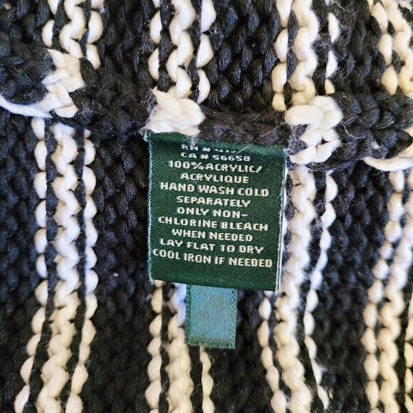 Lauren Ralph Lauren Sweater Womens Medium Black White Stripe Pullover Boatneck - Picture 9 of 9